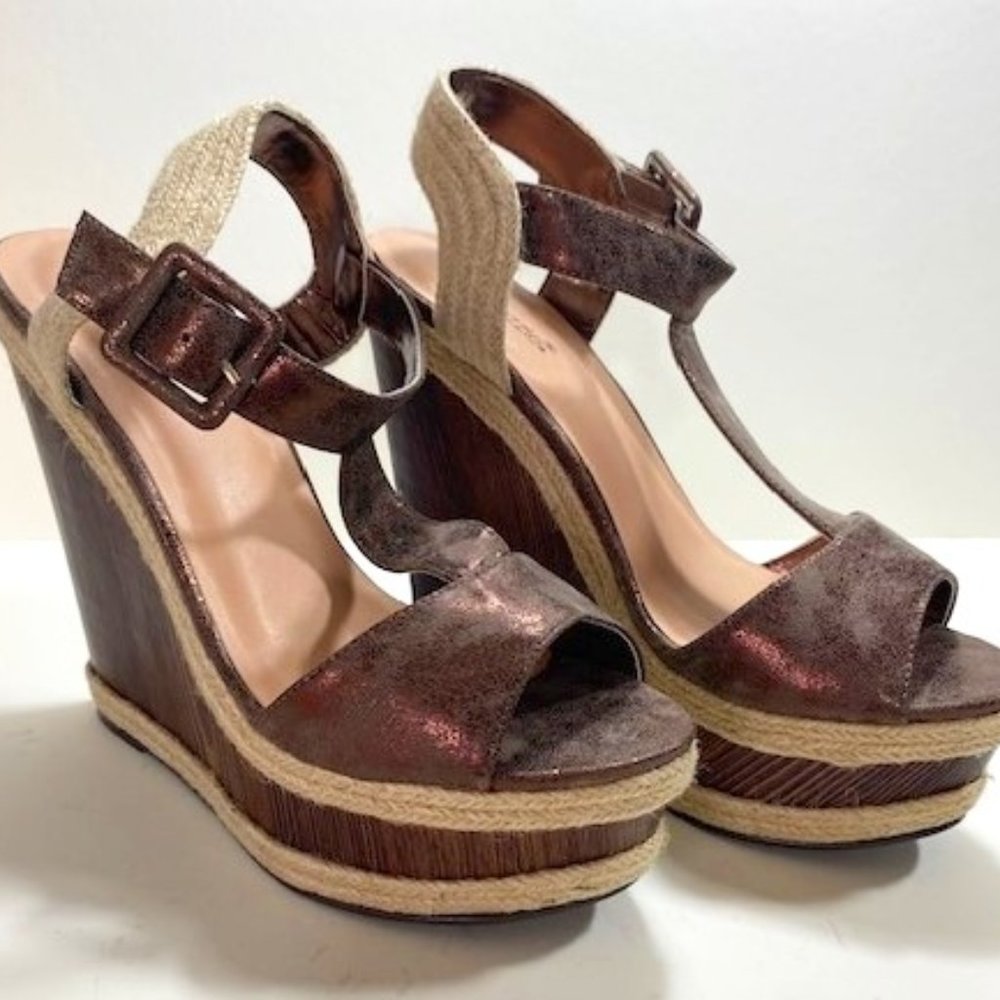 Hanni Bronze Platform Wedge Sandals